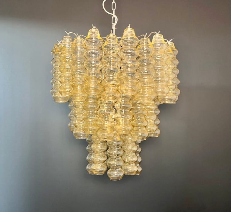 Murano takkrona Tubular Ø65 - 48 glas - Clear Amber