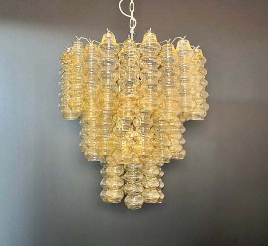 Lustre Murano Tubular Ø65 – 48 éléments en verre clair et ambré
