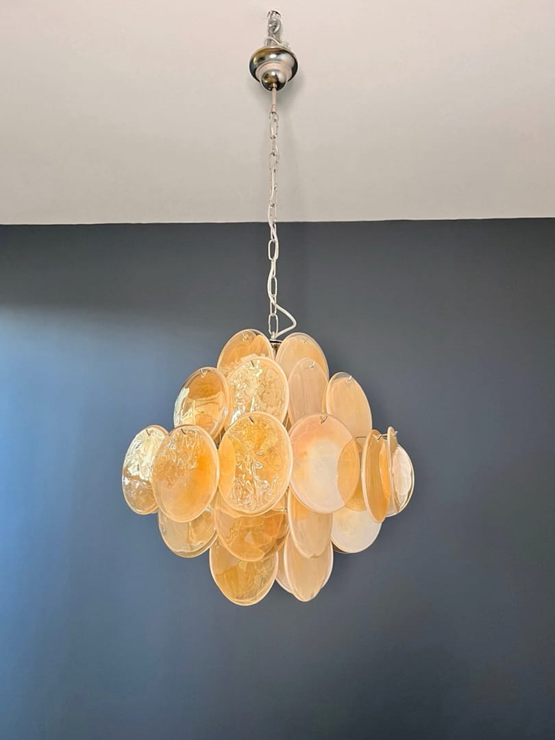 Murano takkrona Disc Ø50 - 36 glas - Honey Pearl