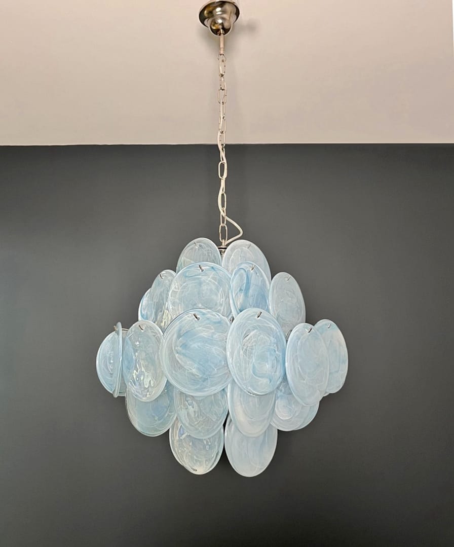 Murano takkrona Disc Ø50 - 36 blå glas