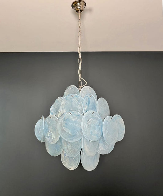 Lustre Murano Iris Ø50 – 36 éléments en verre bleu