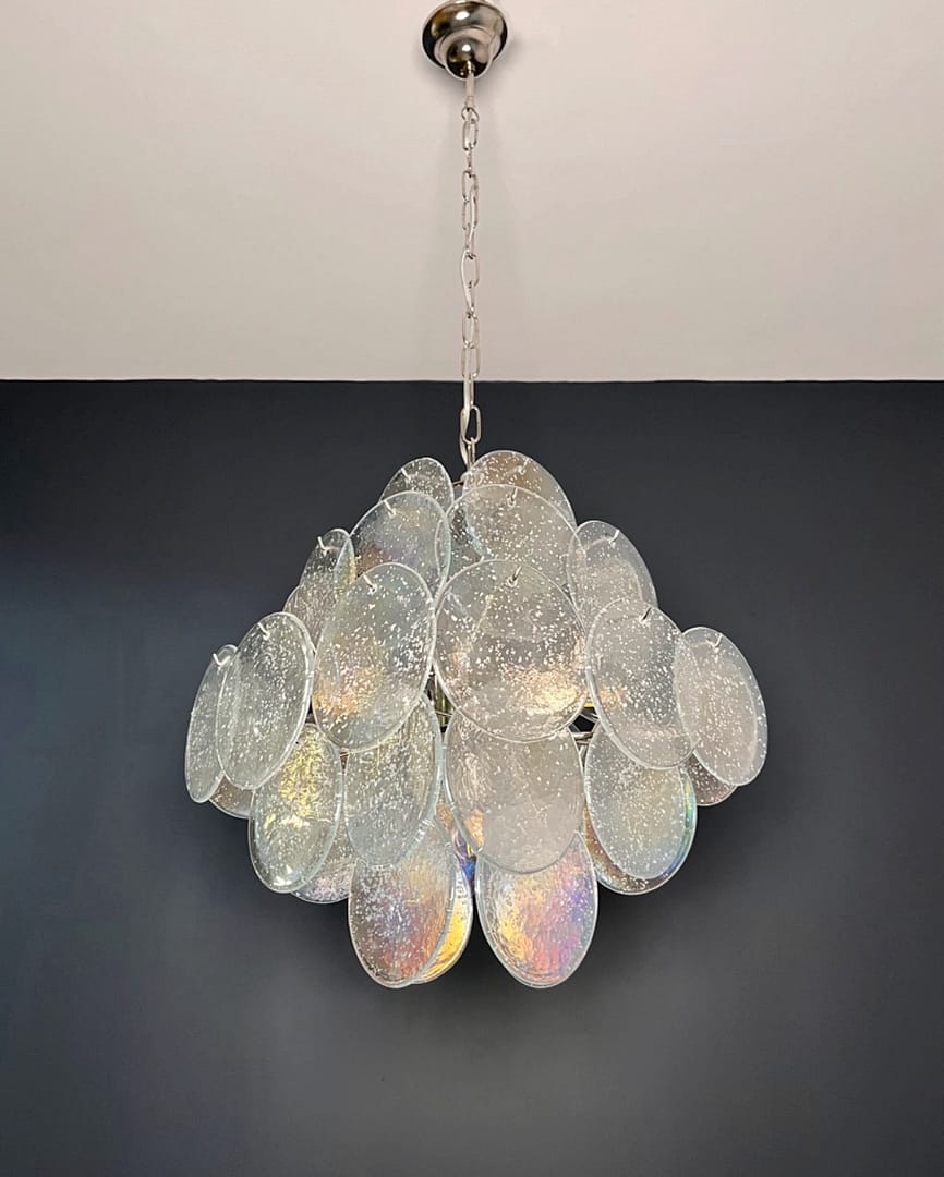 Murano takkrona Disc Ø50 - 36 iriserande glas