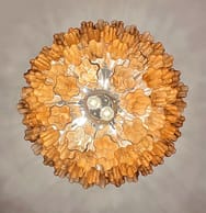 Murano takkrona Tubular Ø85 - 80 glas - Amber Black