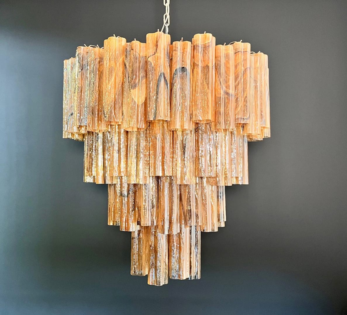 Murano takkrona Tubular Ø85 - 80 glas - Amber Black