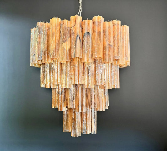 Lustre Murano Tubular Ø85 – 80 éléments en verre Amber Black