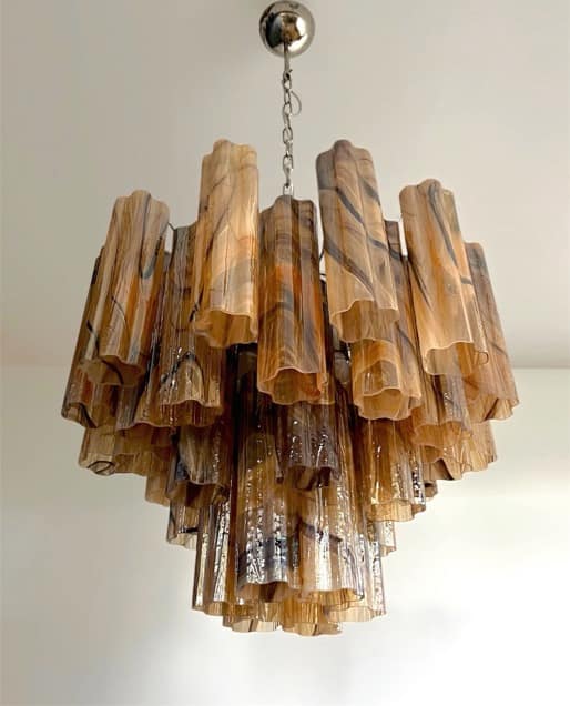 Lustre Murano Tubular Ø58 – 36 éléments en verre Amber Black