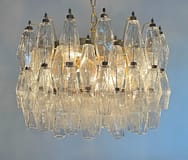 Murano takkrona Poliedri Ø60 - 107 klara glas