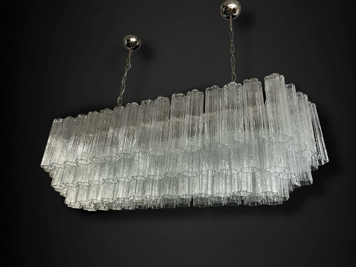 Murano takkrona Tubular 135 × 50 - 114 klara glas