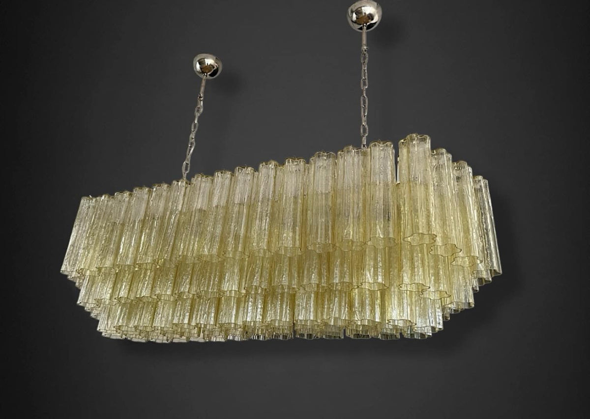 Murano takkrona Tubular 135 × 50 - 114 glas - Clear Amber