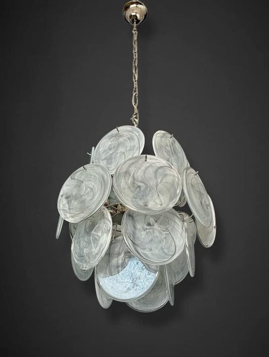 Lustre Murano Iris Ø45 – 24 éléments en verre Dove
