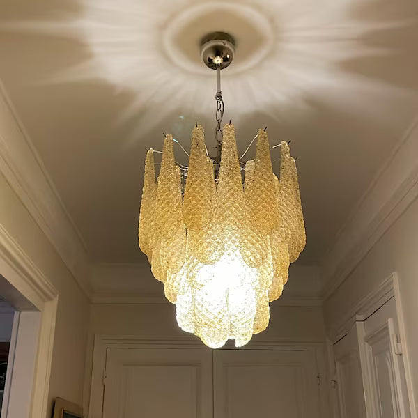 Murano takkrona Drop Ø47 - 41 bärnstensfärgade glas