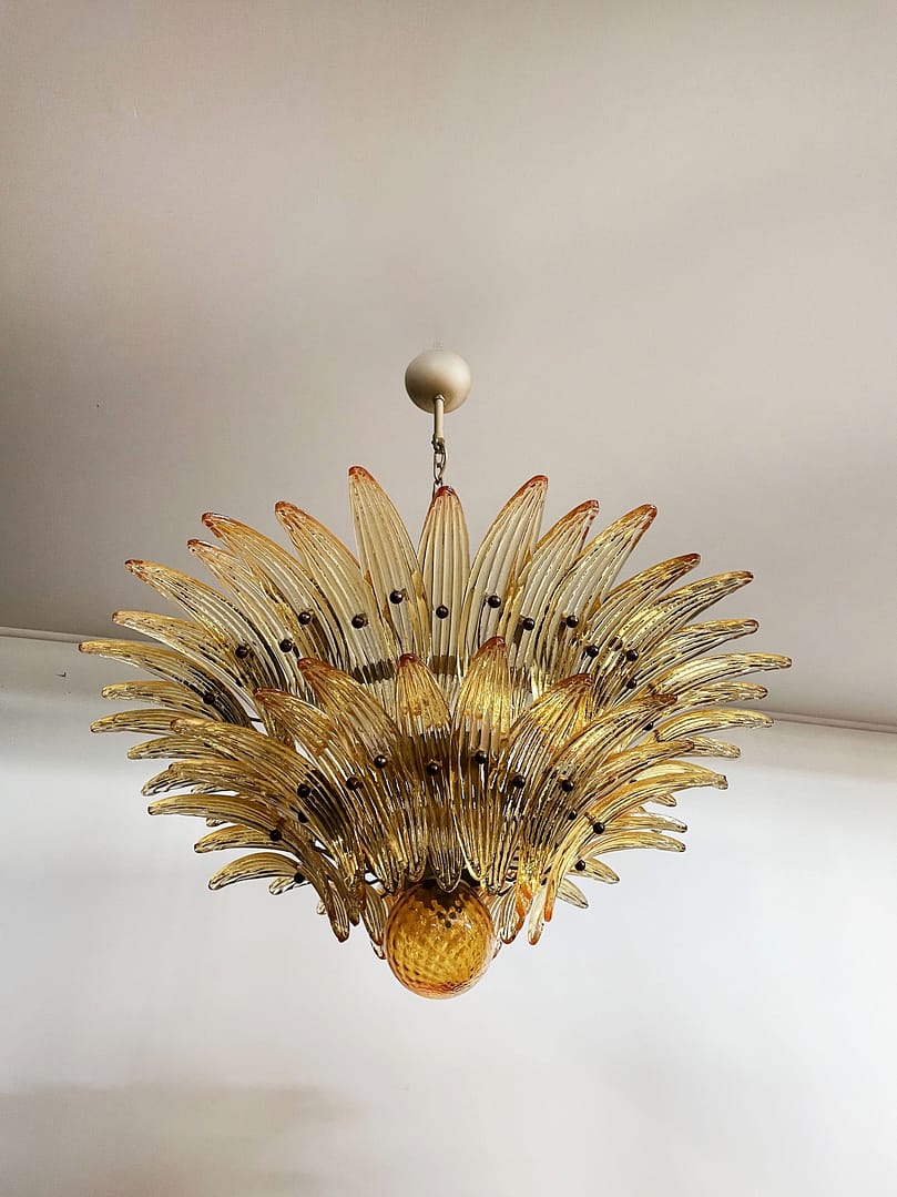 Murano takkrona Gatsby Ø87 - 58 glas - Bärnsten