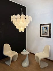 Murano takkrona Disc Ø70 - 57 glas - Milky White