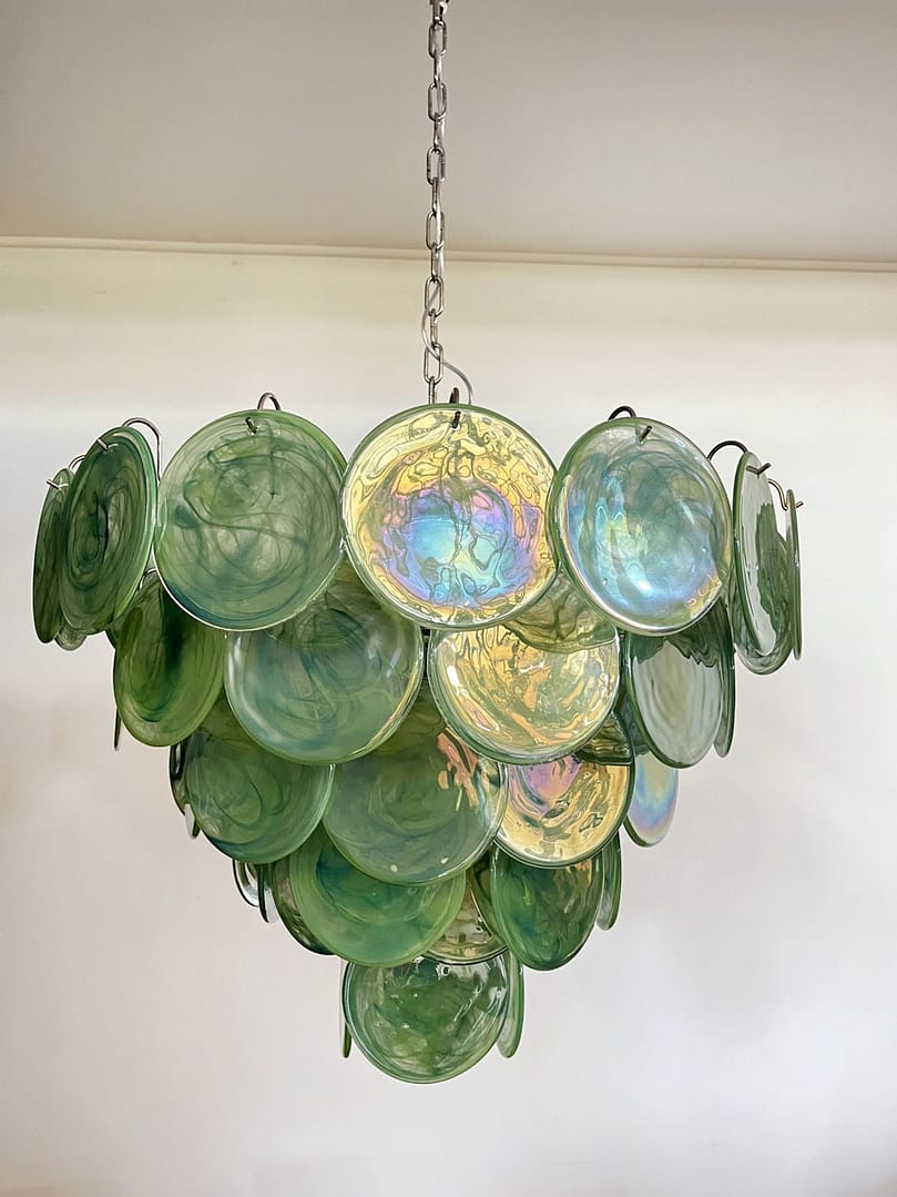 Murano takkrona Disc Ø70 - 57 glas - Green Alabaster