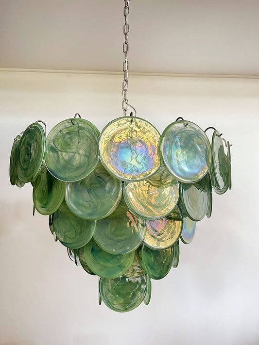 Lustre Murano Iris Ø70 – 57 éléments en verre Green Alabaster