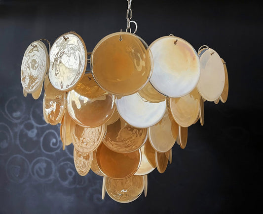 Lustre Murano Iris Ø70 – 57 éléments en verre Honey Pearl