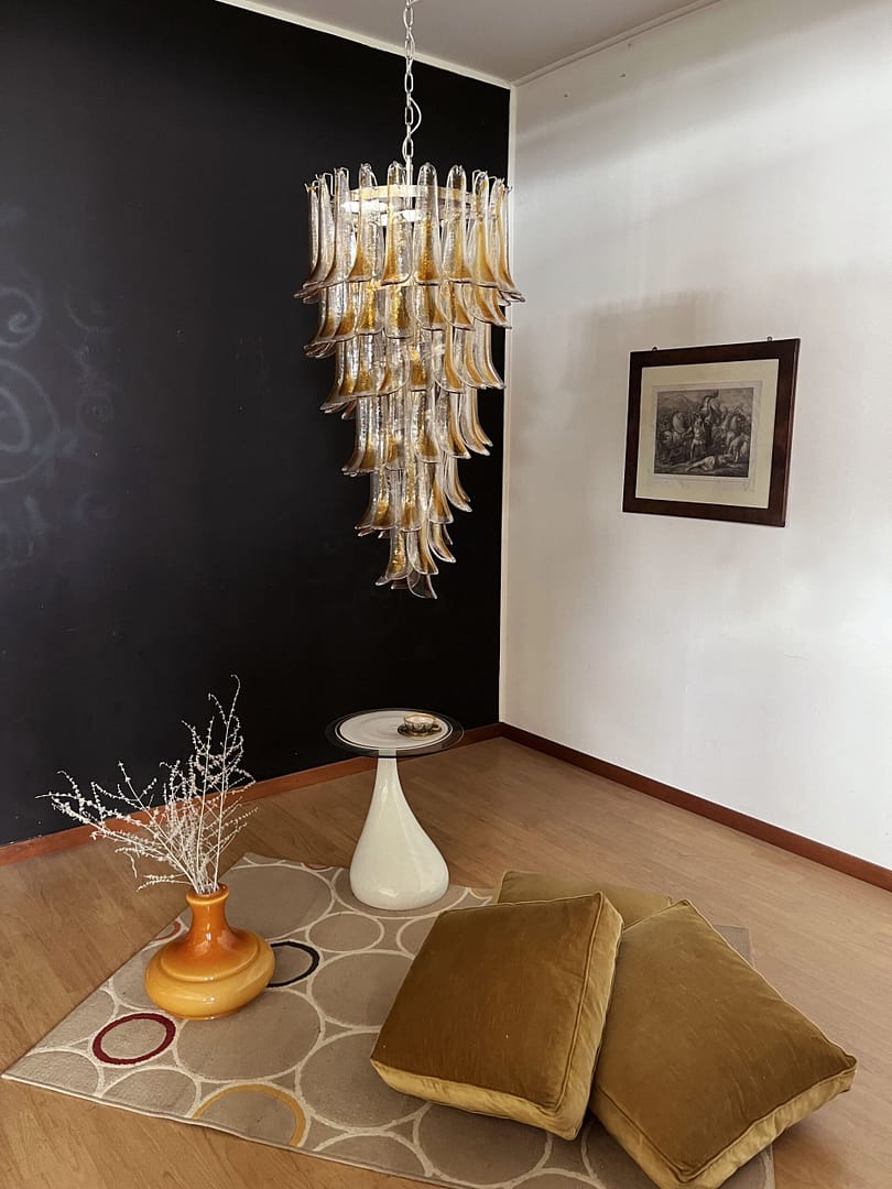 Murano takkrona Petali Spiral Ø64 - 83 glas - Clear Amber