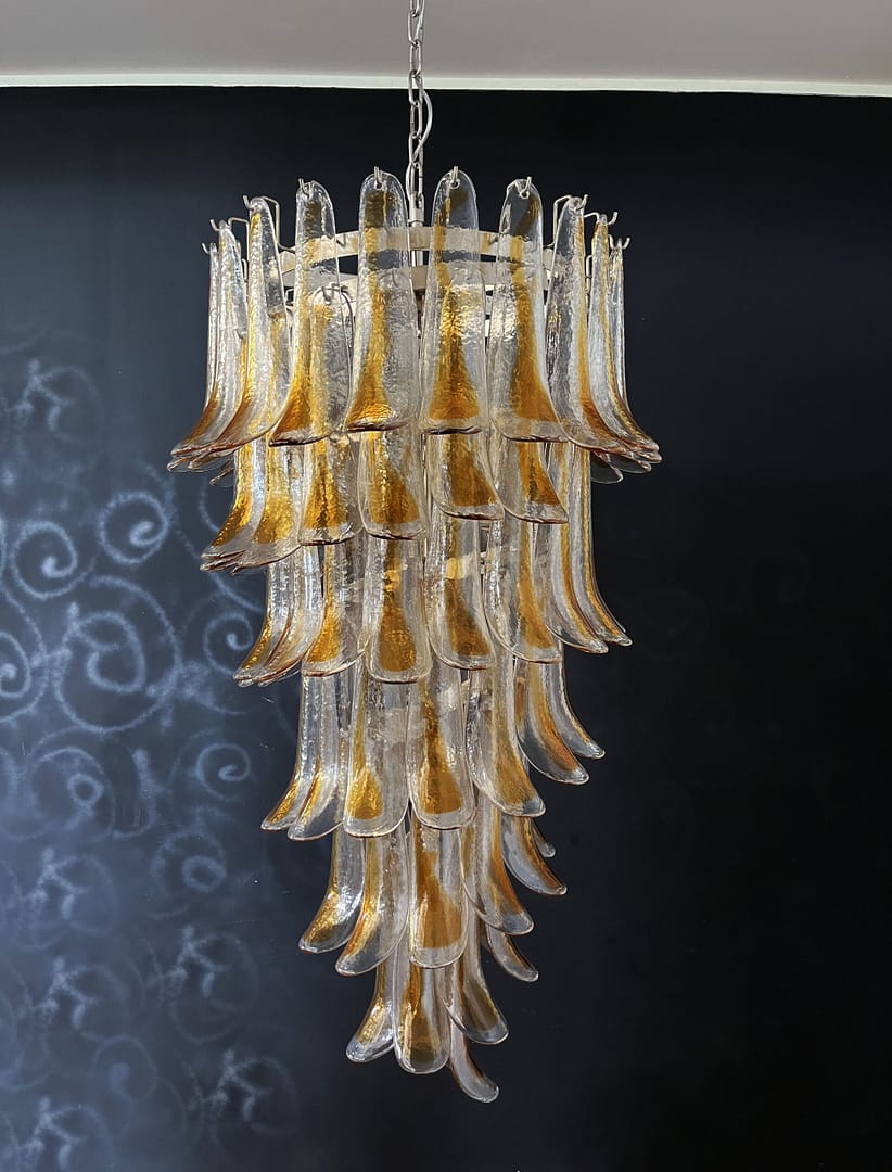 Murano takkrona Petali Spiral Ø64 - 83 glas - Clear Amber