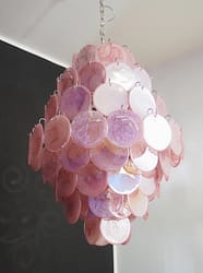 Murano takkrona Disc Ø75 - 87 glas - Pink Alabaster