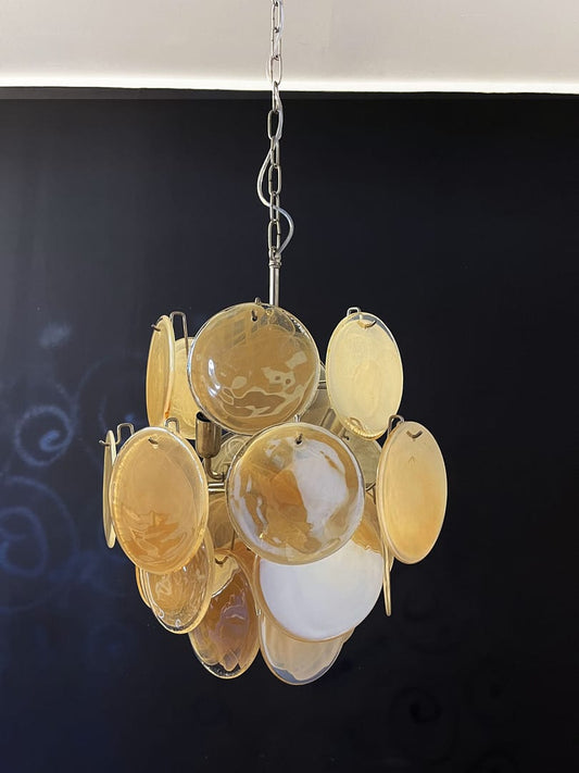 Lustre Murano Iris Ø45 – 24 éléments en verre Honey Pearl