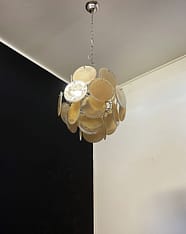 Lustre Murano Iris Ø45 – 24 éléments en verre Honey Pearl