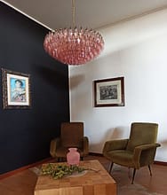 Murano takkrona Poliedri Ø90 - 185 glas - Rosa