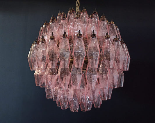 Lustre Murano Poliedri Sphere Ø60 – 140 éléments en verre rose