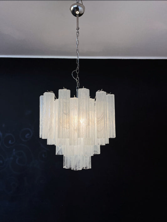 Murano ceiling chandelier Tubular Ø58 - 36 white frosted glasses