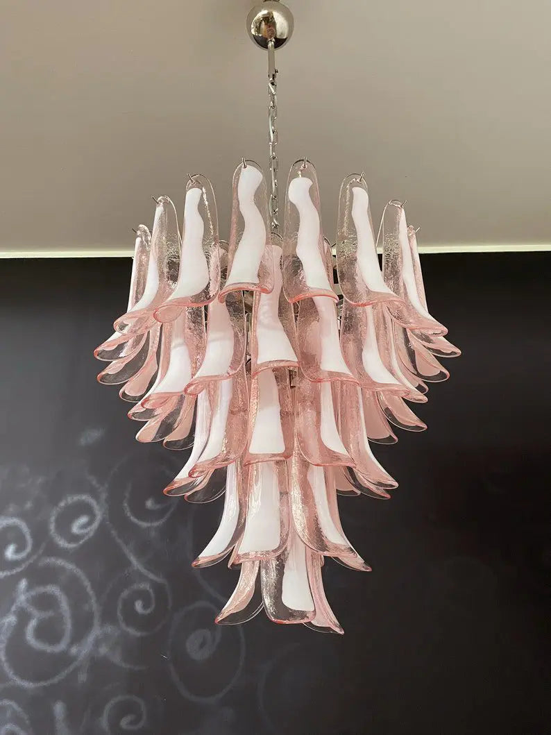 Murano chandelier Mazzega Ø66 - 52 pink glass