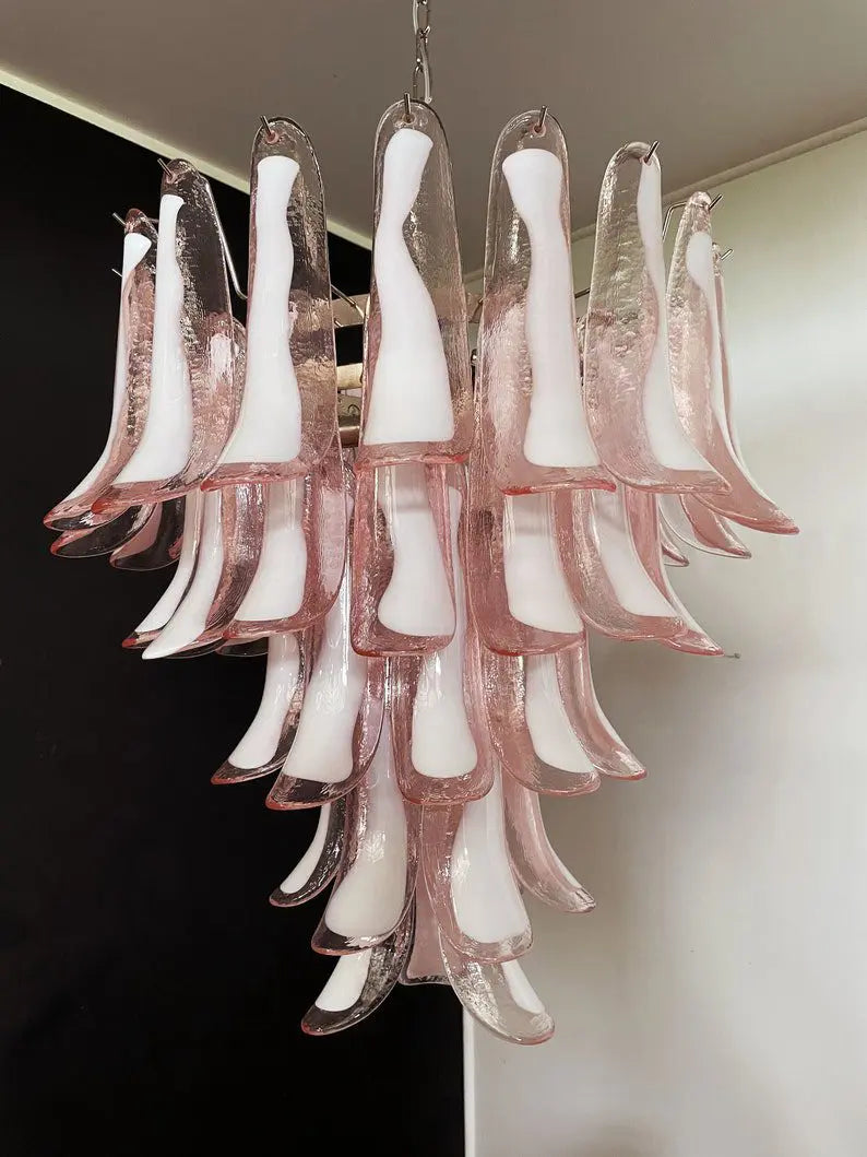Murano chandelier Mazzega Ø66 - 52 pink glass