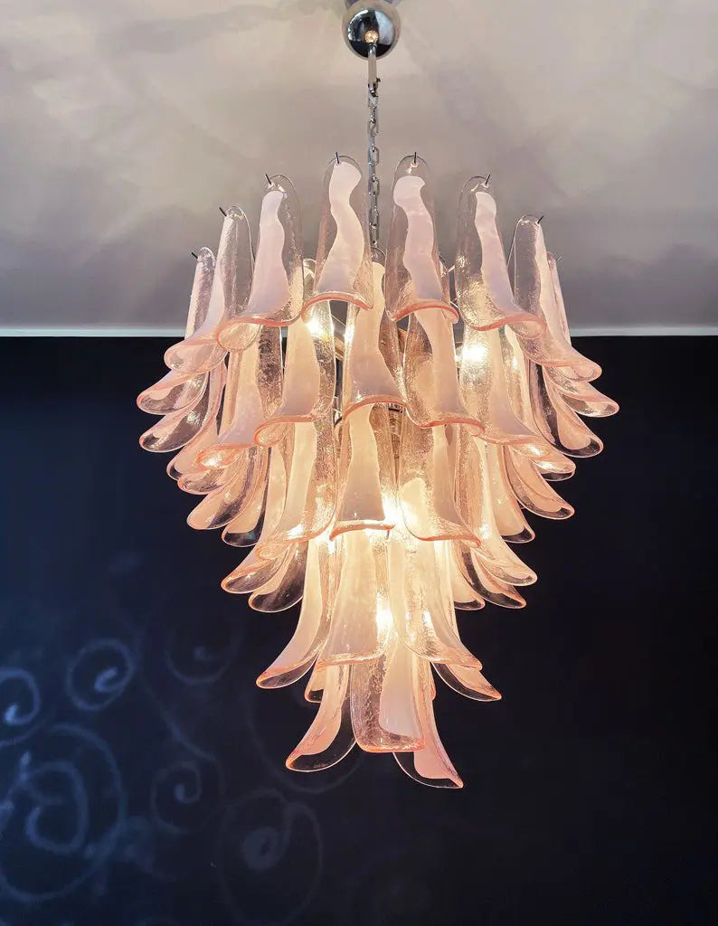 Murano chandelier Mazzega Ø66 - 52 pink glass