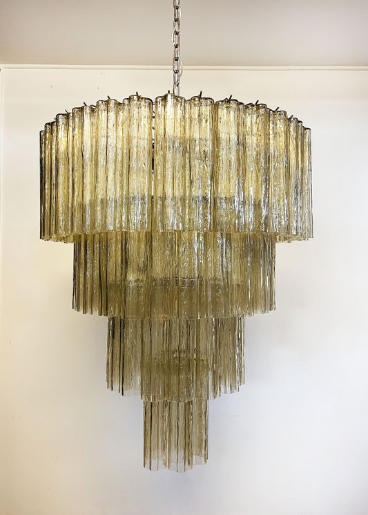 Murano ceiling chandelier Tubular Ø85 - 78 honey colored glass