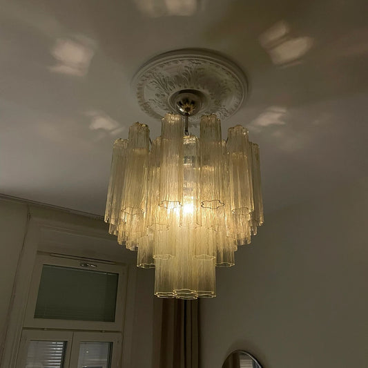 Murano ceiling chandelier Tubular Ø58 - 36 honey colored glass