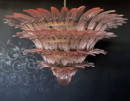 Murano takkrona Gatsby Ø115 - 163 glas - Dusty Rose