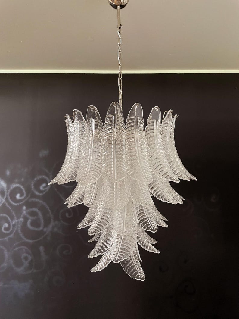 Murano takkrona Foglia Feather Ø80 - 52 glas