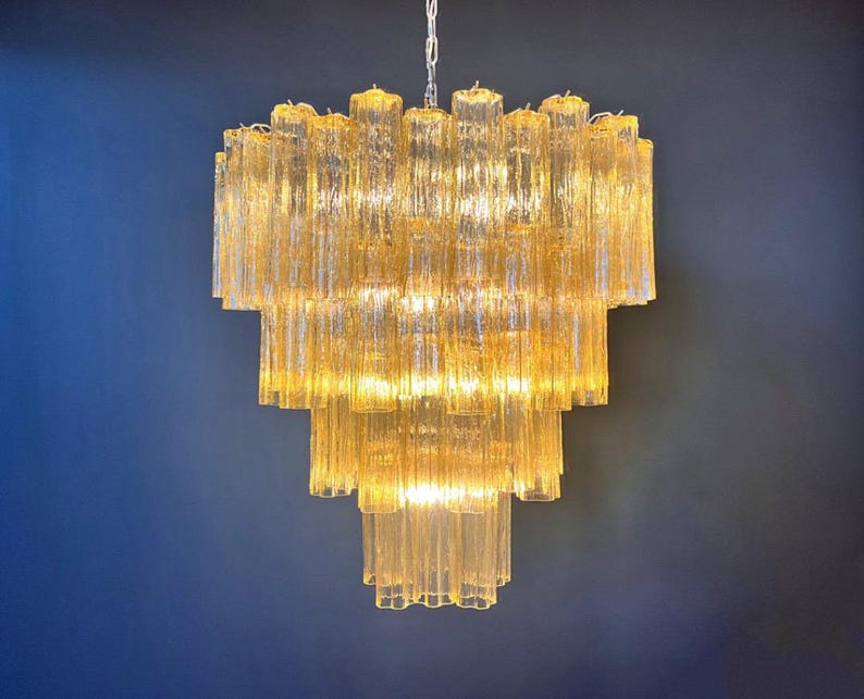 Murano takkrona Tubular Ø85 - 80 glas - Honey