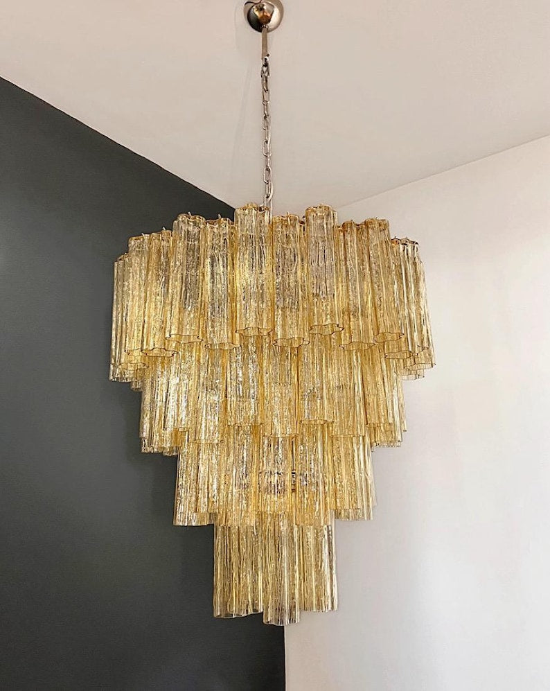 Murano takkrona Tubular Ø85 - 80 glas - Honey