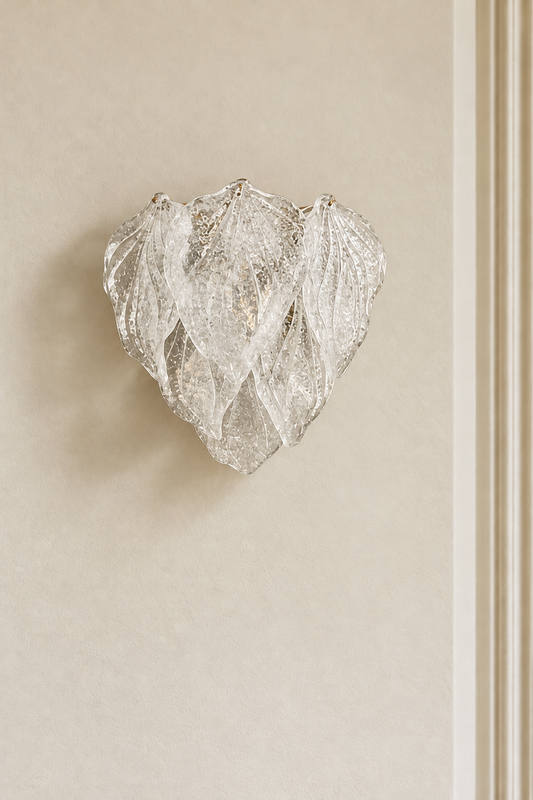 Murano vägglampa Fiammetta - Klarglas på varm beige vägg