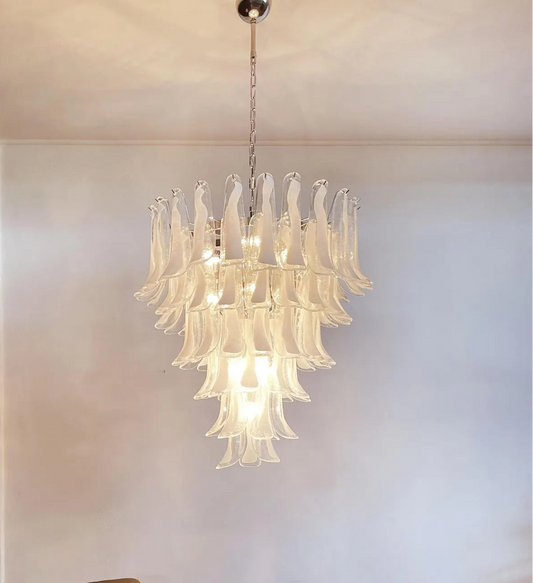 Murano chandelier Mazzega Ø75 - 75 white glass