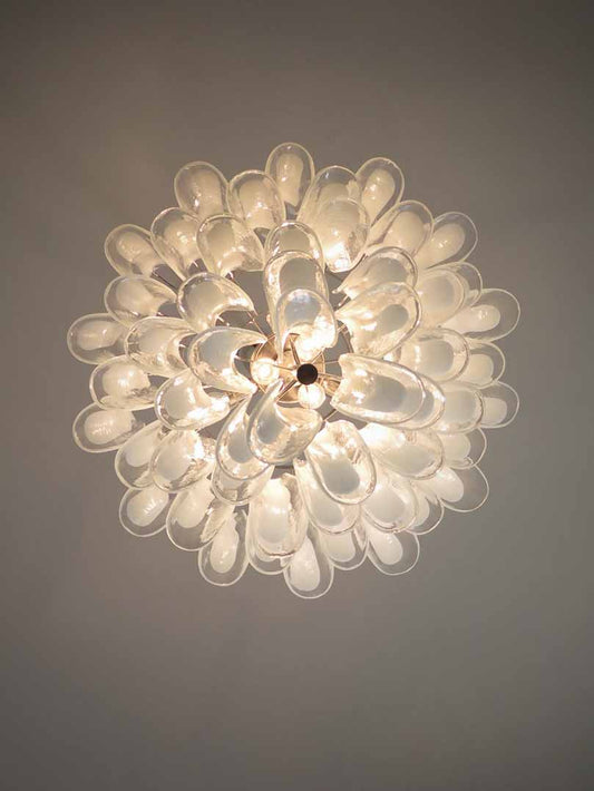 Murano chandelier Mazzega Ø70 - 53 white glasses