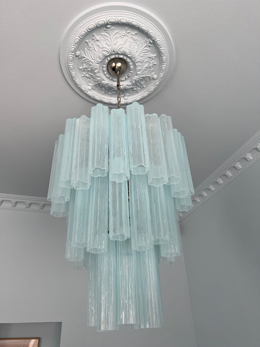 Murano ceiling chandelier Tubular Ø66 - 48 glass light blue