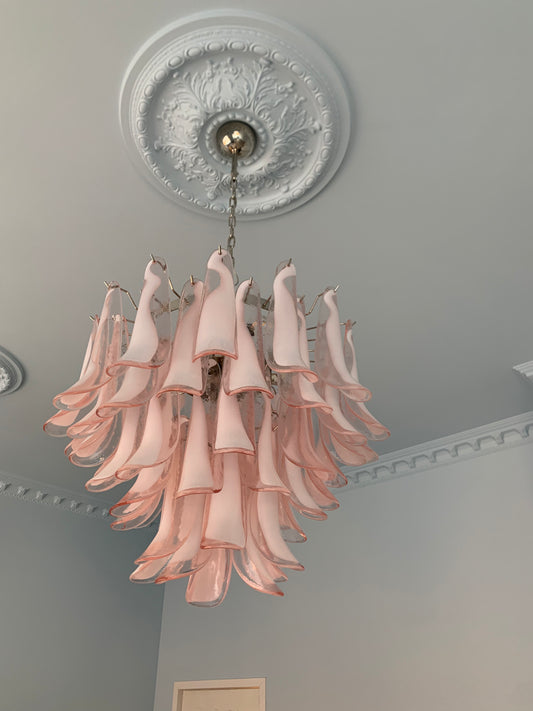 Murano chandelier Mazzega Ø70 - 53 pink glass