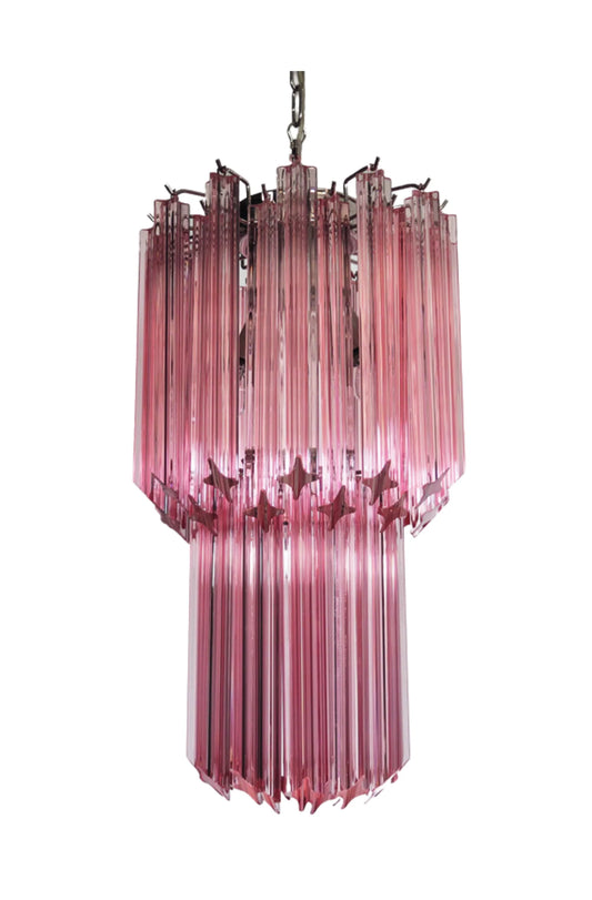 Murano ceiling chandelier Quadriedri Ø32 - 46 pink glass