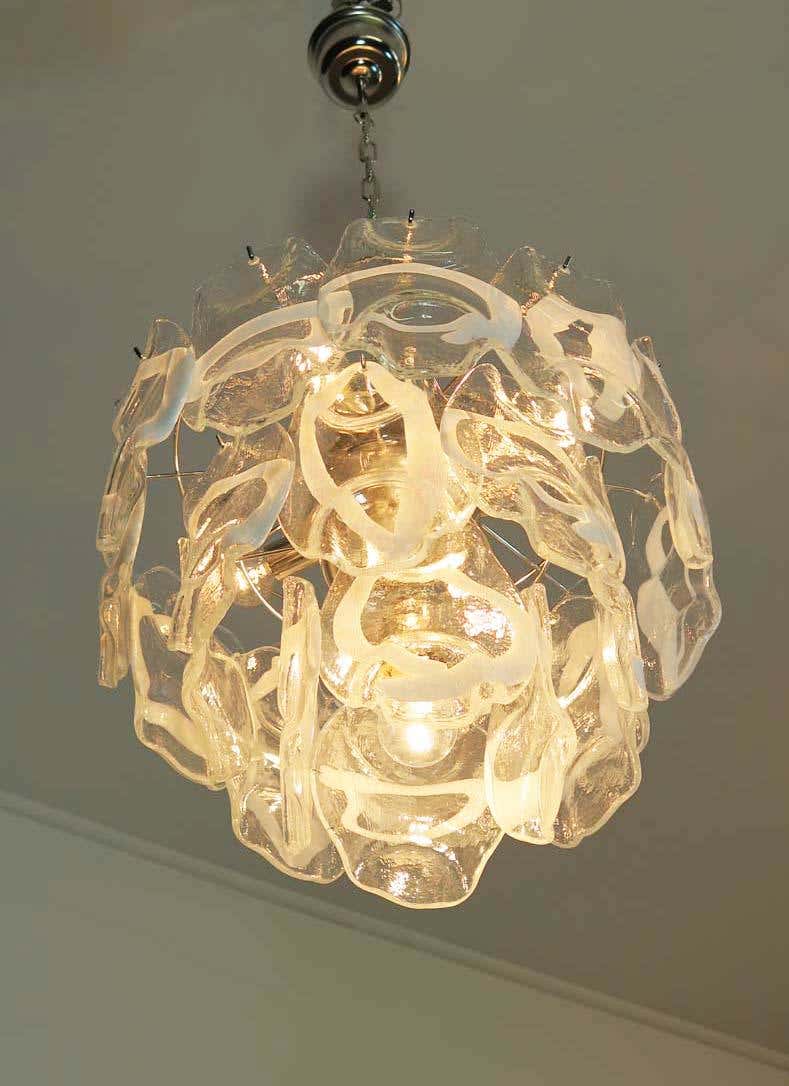 Murano chandelier Lattimo Mazzega Ø48 - 23 glasses