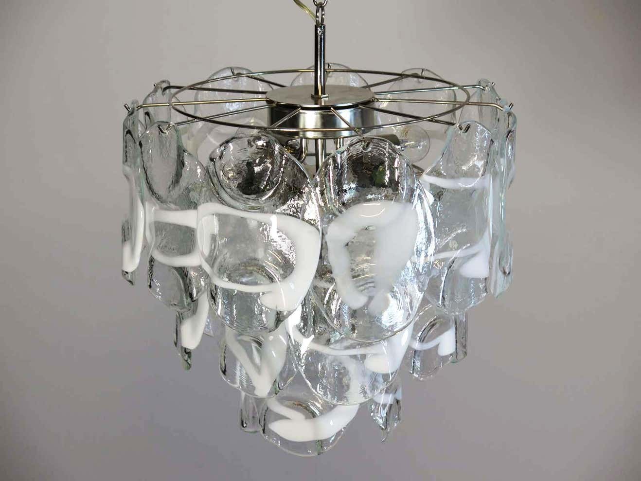 Murano chandelier Lattimo Mazzega Ø48 - 23 glasses