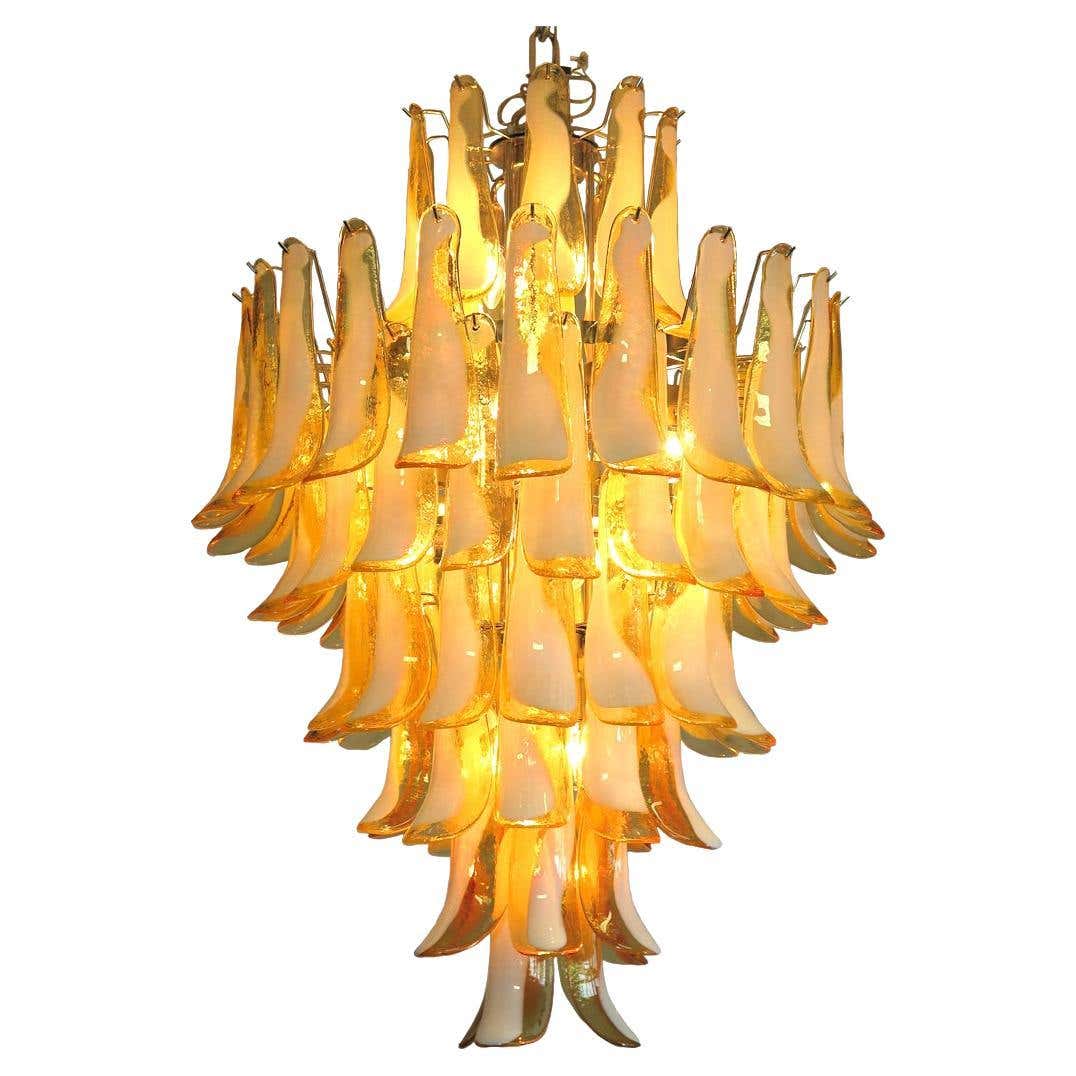 Murano chandelier Mazzega Ø80 - 85 amber glass
