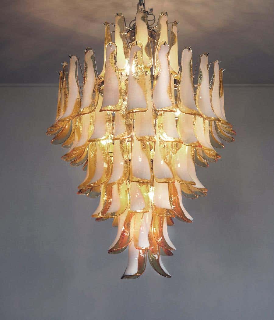 Murano chandelier Mazzega Ø80 - 85 amber glass