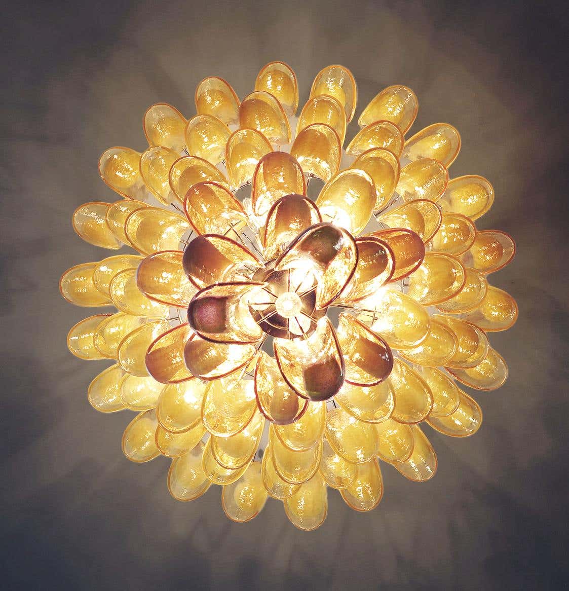 Murano chandelier Mazzega Ø80 - 85 amber glass